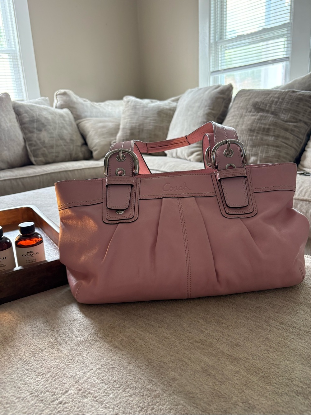 Coach Soho F13732 Pink Leather Pleated Tote Y2K Vinta… - Gem